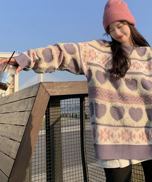 meJane（ミージェーン）の「ハートジャガードニットプルオーバー