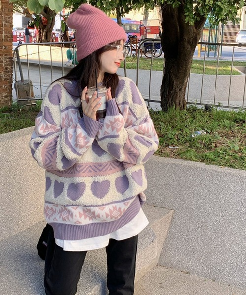 meJane（ミージェーン）の「ハートジャガードニットプルオーバー