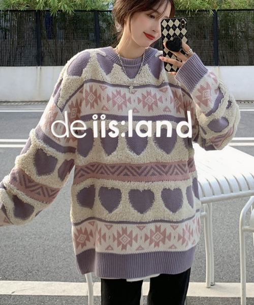 JKC　ソフトハードニットプルオーバー&マフラー SHAGGIE（シャギー）の「ハート柄オーバーサイズプルオーバーウール混