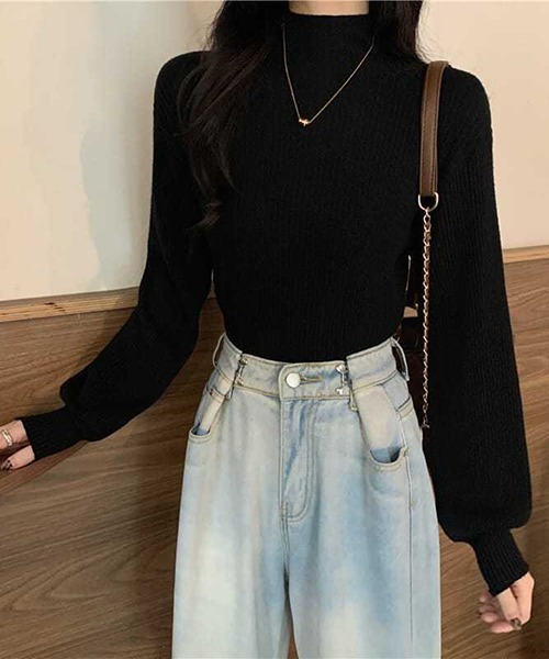 gossip!ロサンゼルス(ゴシップロサンゼルス)の「YUGA パフスリーブ ハーフタートルネックセーター(ニット/セーター・レディース・オフホワイト/レッド/ブラック/ピンク/グレー/ホワイト・FREE)」の19枚目の写真