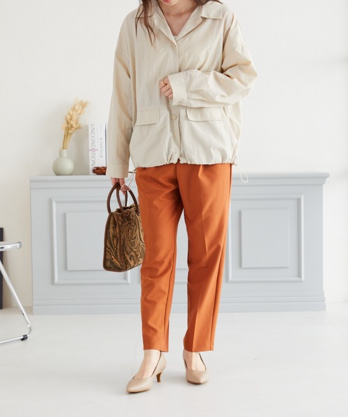 acro（アクロ）の「ドローコードライトシャツブルゾン/AC3315（ブルゾン・レディース・アイボリー/ブラック/グリーン・ﾌﾘ-）」の5枚目の写真