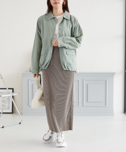 acro（アクロ）の「ドローコードライトシャツブルゾン/AC3315（ブルゾン・レディース・アイボリー/ブラック/グリーン・ﾌﾘ-）」の8枚目の写真