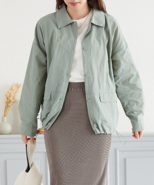 acro（アクロ）の「ドローコードライトシャツブルゾン/AC3315（ブルゾン・レディース・アイボリー/ブラック/グリーン・ﾌﾘ-）」の7枚目の写真