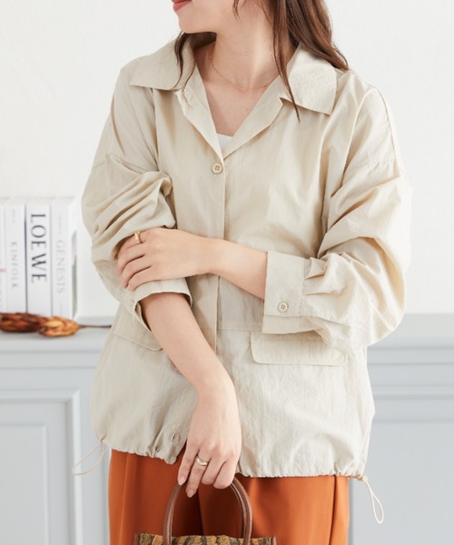 acro（アクロ）の「ドローコードライトシャツブルゾン/AC3315（ブルゾン・レディース・アイボリー/ブラック/グリーン・ﾌﾘ-）」の4枚目の写真