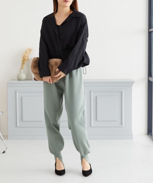 acro（アクロ）の「ドローコードライトシャツブルゾン/AC3315（ブルゾン・レディース・アイボリー/ブラック/グリーン・ﾌﾘ-）」の10枚目の写真