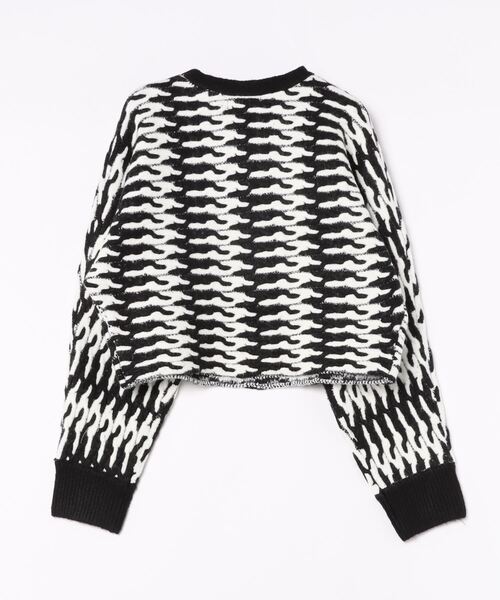 Settimissimo(セッティミッシモ)の「横網みケーブル配色クロップドニット(ニット/セーター・レディース・グリーン/ブラック・FREE)」の3枚目の写真