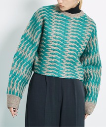 Settimissimo | 横網みケーブル配色クロップドニット(ニット/セーター)