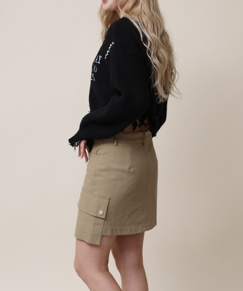 HOOK(フック)の「【HOOK】for girls クレイジーステッチダメージニット ショット丈(ニット/セーター・レディース・ホワイト/ブラック・M/S)」の15枚目の写真