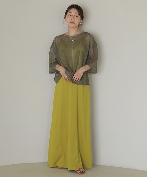 CREDONA(クレドナ)の「メッシュレイヤードTee(Tシャツ/カットソー・レディース・ブラック/カーキ・FREE)」の7枚目の写真