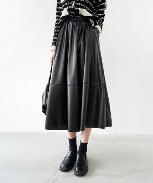 gossip!ロサンゼルス(ゴシップロサンゼルス)の「合成皮革 ハーフフレアスカート(スカート・レディース・ブラック/ブラウン/ダークブラウン・FREE)」の18枚目の写真