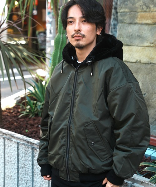 JACKROSE（ジャックローズ）の「JE-ファー＆ナイロン・リバーシブルMA-1（MA-1・メンズ・ブラック/カーキ・L/M）」の20枚目の写真