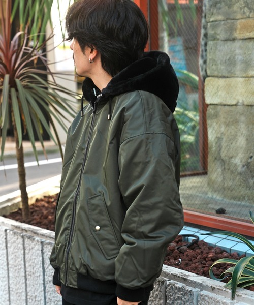 JACKROSE（ジャックローズ）の「JE-ファー＆ナイロン・リバーシブルMA-1（MA-1・メンズ・ブラック/カーキ・L/M）」の21枚目の写真