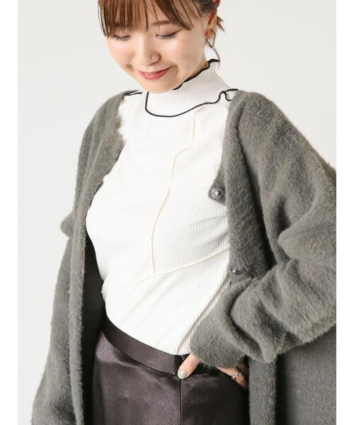 Lugnoncure（ルノンキュール）の「メローリブトップス（Tシャツ/カットソー・レディース・オフホワイト/ホワイト/ブラック・F）」の2枚目の写真