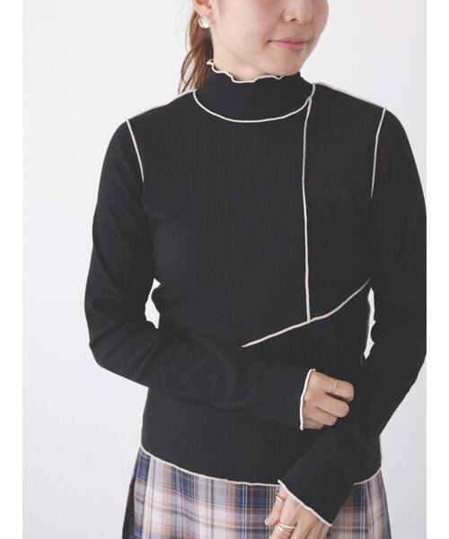 Lugnoncure（ルノンキュール）の「メローリブトップス（Tシャツ/カットソー・レディース・オフホワイト/ホワイト/ブラック・F）」の3枚目の写真