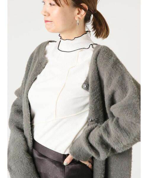 Lugnoncure（ルノンキュール）の「メローリブトップス（Tシャツ/カットソー・レディース・オフホワイト/ホワイト/ブラック・F）」の6枚目の写真