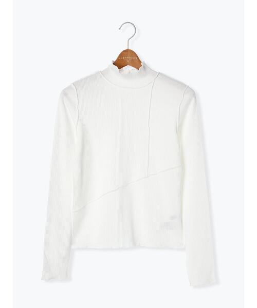 Lugnoncure（ルノンキュール）の「メローリブトップス（Tシャツ/カットソー・レディース・オフホワイト/ホワイト/ブラック・F）」の7枚目の写真