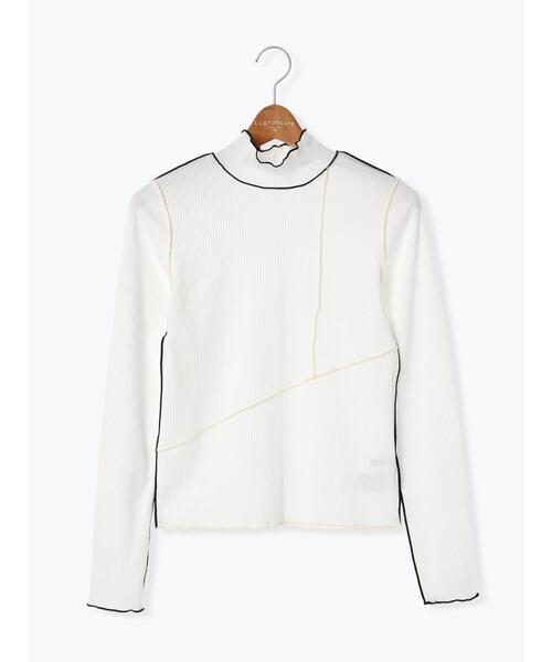 Lugnoncure（ルノンキュール）の「メローリブトップス（Tシャツ/カットソー・レディース・オフホワイト/ホワイト/ブラック・F）」の8枚目の写真