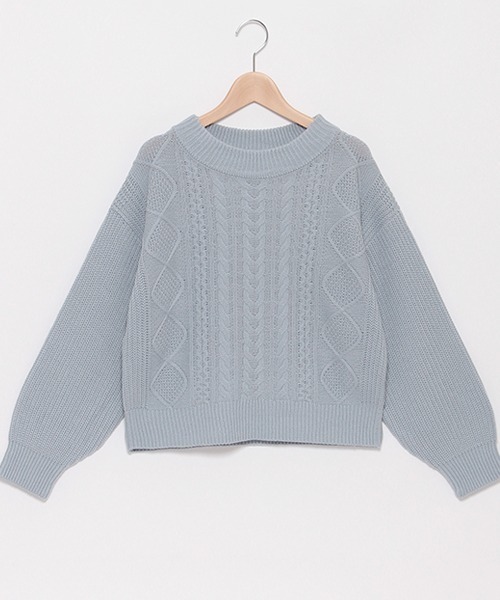 LOVETOXIC（ラブトキシック）の「ケーブルニットプルオーバー（ニット/セーター・キッズ・アイボリー/サックスブルー/ピンク/ブラック・S/M/SS/L）」の10枚目の写真