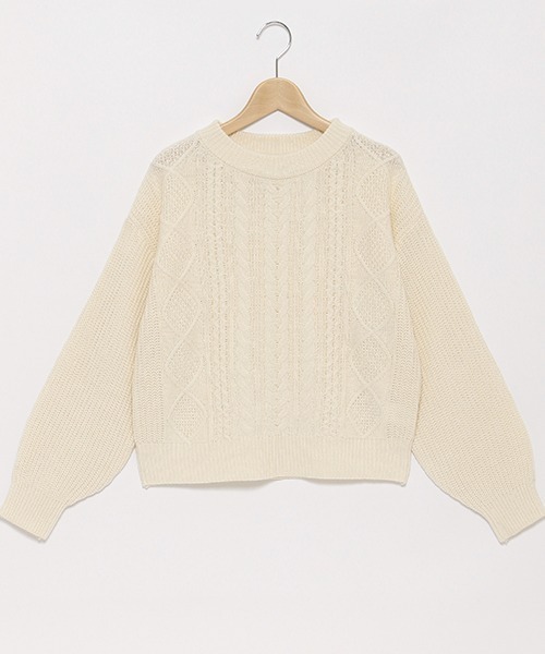 LOVETOXIC（ラブトキシック）の「ケーブルニットプルオーバー（ニット/セーター・キッズ・アイボリー/サックスブルー/ピンク/ブラック・S/M/SS/L）」の11枚目の写真