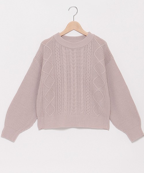 LOVETOXIC（ラブトキシック）の「ケーブルニットプルオーバー（ニット/セーター・キッズ・アイボリー/サックスブルー/ピンク/ブラック・S/M/SS/L）」の12枚目の写真