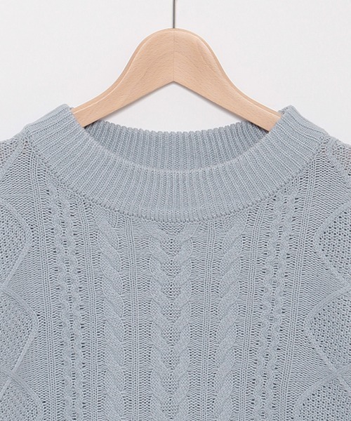 LOVETOXIC（ラブトキシック）の「ケーブルニットプルオーバー（ニット/セーター・キッズ・アイボリー/サックスブルー/ピンク/ブラック・S/M/SS/L）」の14枚目の写真