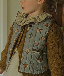 【aimoha-KIDS-】子供服　田舎風レトロ中綿花柄ベスト