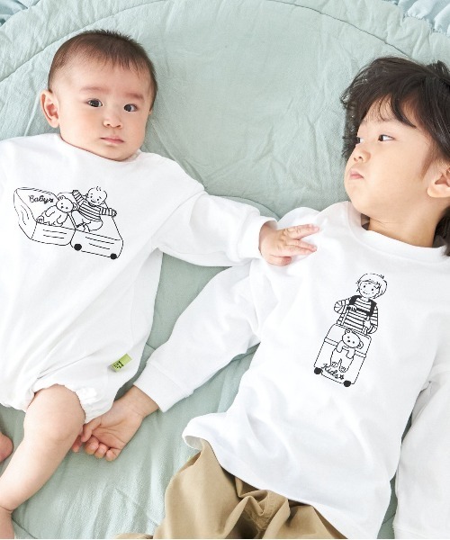 MAKE YOUR DAY（メイクユアデイ）の「おでかけファミリー長袖Tシャツ■80～140cm（Tシャツ/カットソー・キッズ・ベージュ/ブラック/オフホワイト・140/110/90/100/80/130/120）」の8枚目の写真