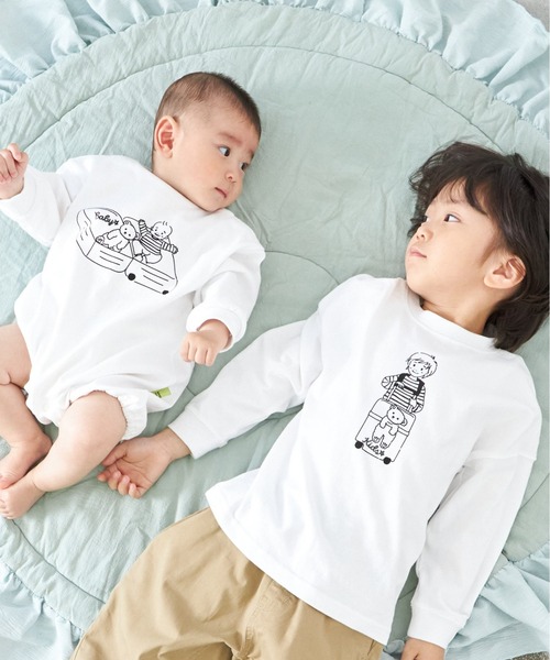 MAKE YOUR DAY（メイクユアデイ）の「おでかけファミリー長袖Tシャツ■80～140cm（Tシャツ/カットソー・キッズ・ベージュ/ブラック/オフホワイト・140/110/90/100/80/130/120）」の9枚目の写真