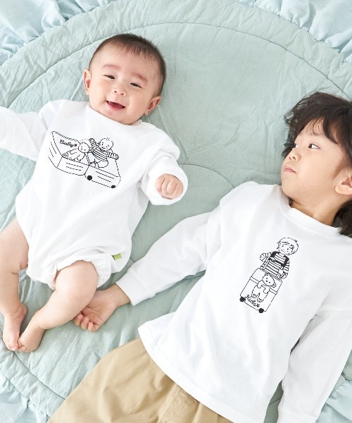 MAKE YOUR DAY（メイクユアデイ）の「おでかけファミリー長袖Tシャツ■80～140cm（Tシャツ/カットソー・キッズ・ベージュ/ブラック/オフホワイト・140/110/90/100/80/130/120）」の10枚目の写真