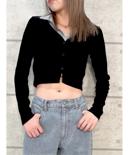 CECIL McBEE（セシルマクビー）の「リブレイヤード風プルオーバー（Tシャツ/カットソー・レディース・アイボリー/ベージュ/グレー/ブラウン・MEDIUM）」の3枚目の写真