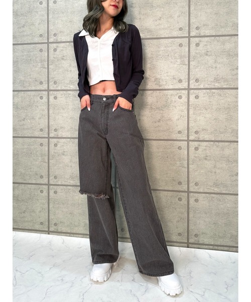 CECIL McBEE（セシルマクビー）の「リブレイヤード風プルオーバー（Tシャツ/カットソー・レディース・アイボリー/ベージュ/グレー/ブラウン・MEDIUM）」の12枚目の写真