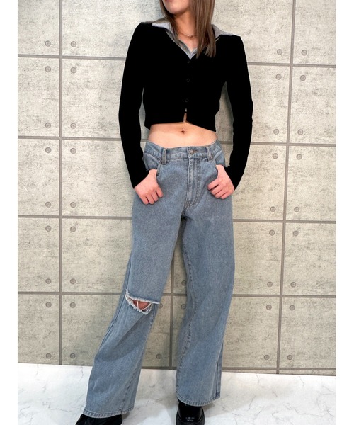 CECIL McBEE（セシルマクビー）の「リブレイヤード風プルオーバー（Tシャツ/カットソー・レディース・アイボリー/ベージュ/グレー/ブラウン・MEDIUM）」の14枚目の写真