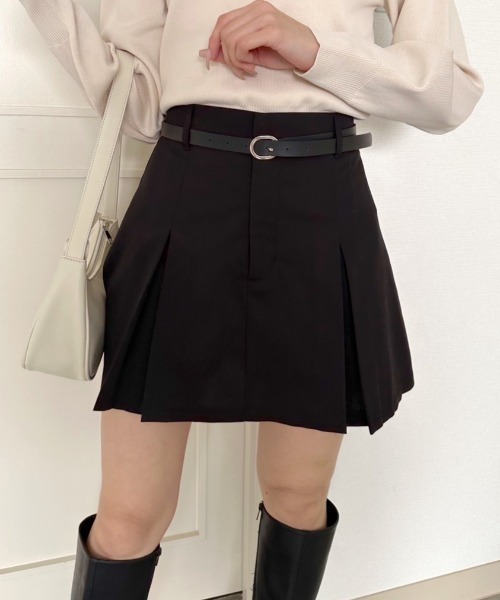 OLIVE des OLIVE(オリーブデオリーブ)の「ボックスプリーツミニスカート 1041010030(スカート・レディース・ケミカルウォッシュ/チャコールグレー/ブラック/アイボリー・FREE)」の3枚目の写真