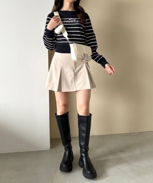 OLIVE des OLIVE(オリーブデオリーブ)の「ボックスプリーツミニスカート 1041010030(スカート・レディース・ケミカルウォッシュ/チャコールグレー/ブラック/アイボリー・FREE)」の12枚目の写真