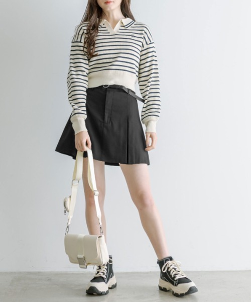 OLIVE des OLIVE(オリーブデオリーブ)の「ボックスプリーツミニスカート 1041010030(スカート・レディース・ケミカルウォッシュ/チャコールグレー/ブラック/アイボリー・FREE)」の22枚目の写真