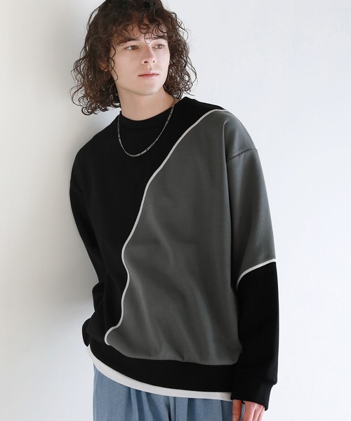 ASTRONOMY（アストロノミー）の「Buyer's Select/オーバーサイズ配色切替え長袖クルーネックプルオーバー（Tシャツ/カットソー・メンズ・ホワイト系2/ブラック系/ホワイト系/ブラック系2・L/M）」の3枚目の写真