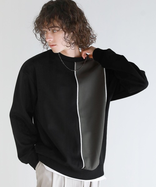 ASTRONOMY（アストロノミー）の「Buyer's Select/オーバーサイズ配色切替え長袖クルーネックプルオーバー（Tシャツ/カットソー・メンズ・ホワイト系2/ブラック系/ホワイト系/ブラック系2・L/M）」の4枚目の写真