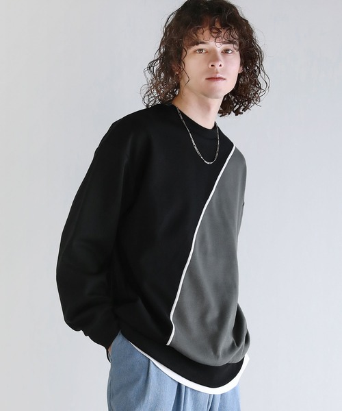 ASTRONOMY（アストロノミー）の「Buyer's Select/オーバーサイズ配色切替え長袖クルーネックプルオーバー（Tシャツ/カットソー・メンズ・ホワイト系2/ブラック系/ホワイト系/ブラック系2・L/M）」の19枚目の写真