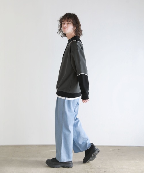 ASTRONOMY（アストロノミー）の「Buyer's Select/オーバーサイズ配色切替え長袖クルーネックプルオーバー（Tシャツ/カットソー・メンズ・ホワイト系2/ブラック系/ホワイト系/ブラック系2・L/M）」の22枚目の写真