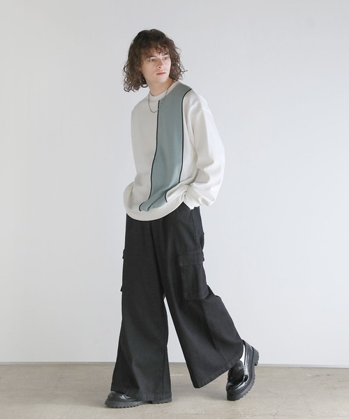 ASTRONOMY（アストロノミー）の「Buyer's Select/オーバーサイズ配色切替え長袖クルーネックプルオーバー（Tシャツ/カットソー・メンズ・ホワイト系2/ブラック系/ホワイト系/ブラック系2・L/M）」の16枚目の写真