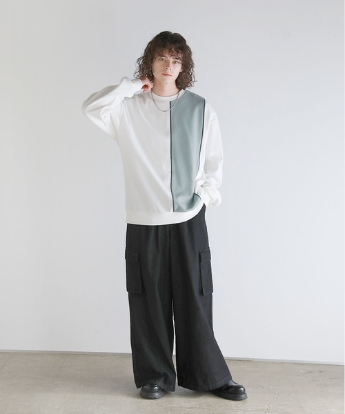 ASTRONOMY（アストロノミー）の「Buyer's Select/オーバーサイズ配色切替え長袖クルーネックプルオーバー（Tシャツ/カットソー・メンズ・ホワイト系2/ブラック系/ホワイト系/ブラック系2・L/M）」の18枚目の写真