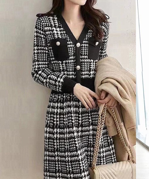 Miniministore(ミニミニストア)の「千鳥柄セットアップツイード風セクシー(スーツスカート・レディース・ブラック・フリー)」の3枚目の写真