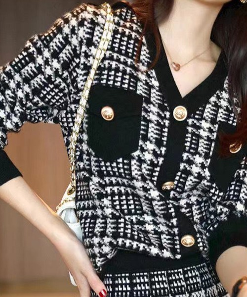 Miniministore(ミニミニストア)の「千鳥柄セットアップツイード風セクシー(スーツスカート・レディース・ブラック・フリー)」の5枚目の写真