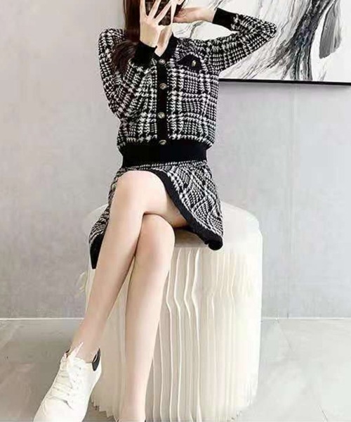Miniministore(ミニミニストア)の「千鳥柄セットアップツイード風セクシー(スーツスカート・レディース・ブラック・フリー)」の8枚目の写真