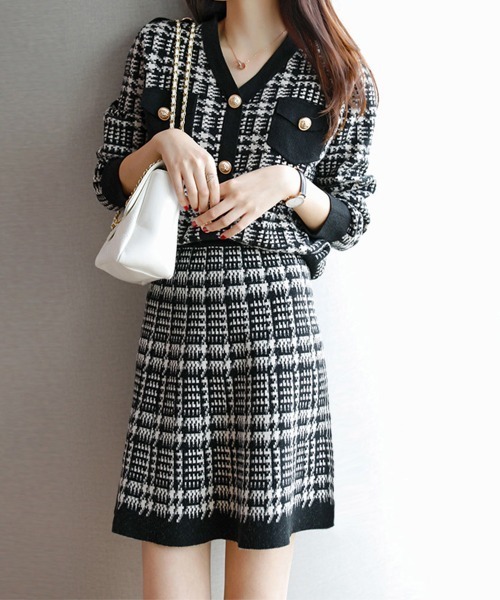Miniministore(ミニミニストア)の「千鳥柄セットアップツイード風セクシー(スーツスカート・レディース・ブラック・フリー)」の9枚目の写真