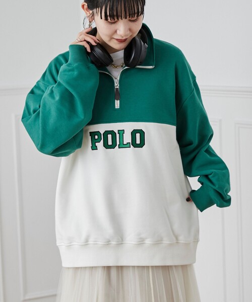 POLO BCS（ポロ ビーシーエス）の「POLO BCS(ポロ・ビーシーエス)別注スタンドハーフジップスウェットプルオーバー（スウェット・メンズ・ダークグリーン/ネイビー・M/L/XL）」の4枚目の写真