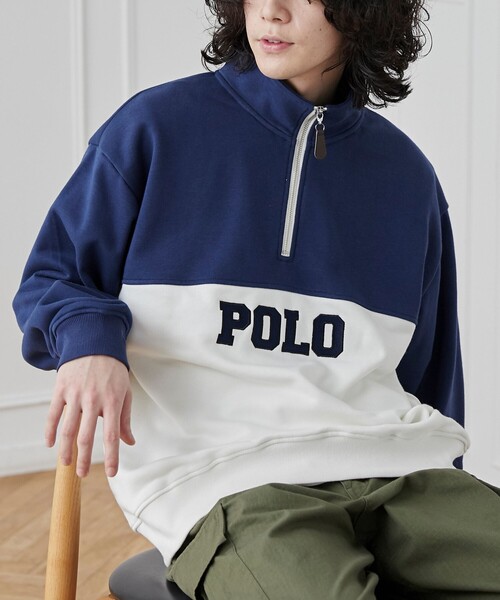 POLO BCS（ポロ ビーシーエス）の「POLO BCS(ポロ・ビーシーエス)別注スタンドハーフジップスウェットプルオーバー（スウェット・メンズ・ダークグリーン/ネイビー・M/L/XL）」の7枚目の写真