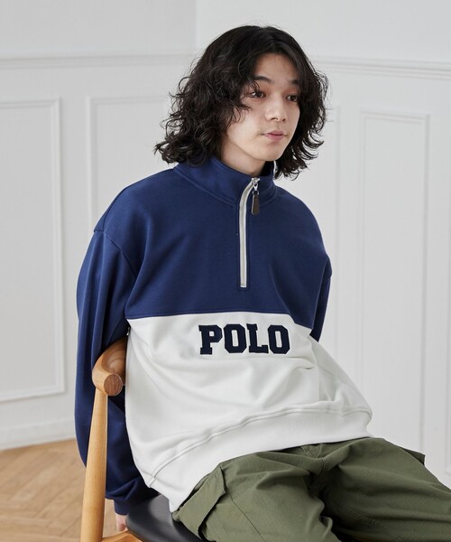 POLO BCS（ポロ ビーシーエス）の「POLO BCS(ポロ・ビーシーエス)別注スタンドハーフジップスウェットプルオーバー（スウェット・メンズ・ダークグリーン/ネイビー・M/L/XL）」の9枚目の写真