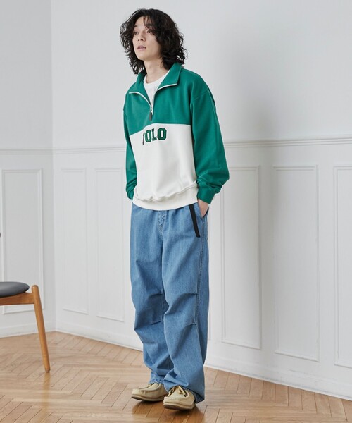 POLO BCS（ポロ ビーシーエス）の「POLO BCS(ポロ・ビーシーエス)別注スタンドハーフジップスウェットプルオーバー（スウェット・メンズ・ダークグリーン/ネイビー・M/L/XL）」の12枚目の写真