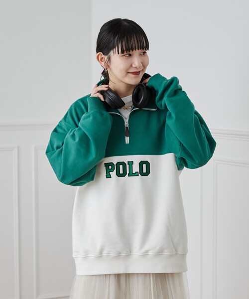 POLO BCS（ポロ ビーシーエス）の「POLO BCS(ポロ・ビーシーエス)別注スタンドハーフジップスウェットプルオーバー（スウェット・メンズ・ダークグリーン/ネイビー・M/L/XL）」の13枚目の写真